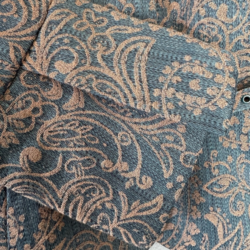 Biacci Jacquard Paisley Blazer Sz 6 Teal Bronze Jeweled Belted Jacket - Picture 7 of 13
